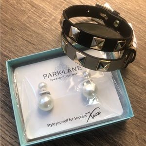 Park Lane pearl earrings and set of 2 studded bracelets.